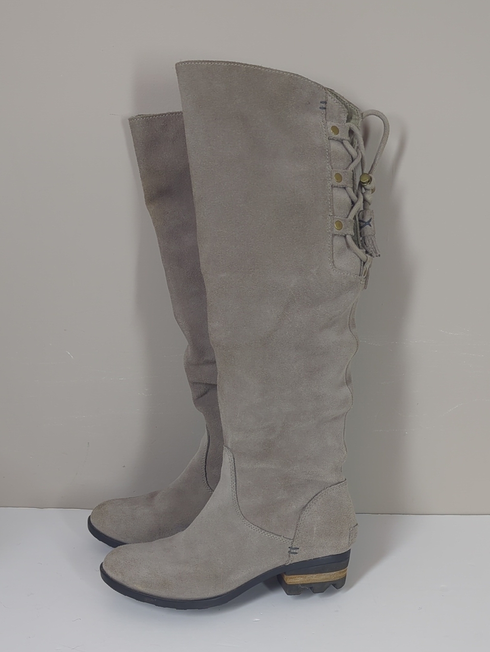 Sorel Farah Waterproof Tall Boots Women's Winter Boots Suede Grey Lace Up 5.5